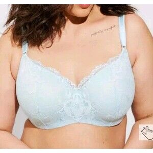 Torrid Curve Bra Lace 360 Back Smoothing Lined Lightly Balconette 44F Underwired